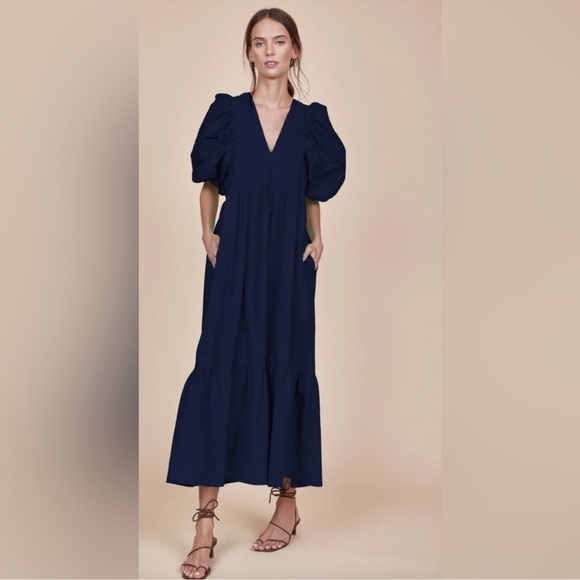 HUNTER BELL Palmer Dress in Navy - Picture 3 of 12